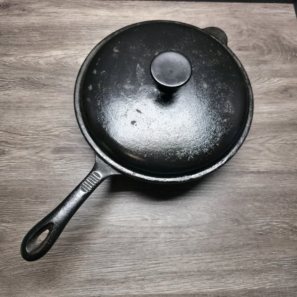 Kirby & Allen Cast Iron Chicken Fryer - #10 Deep Skillet - W/Matching Lid